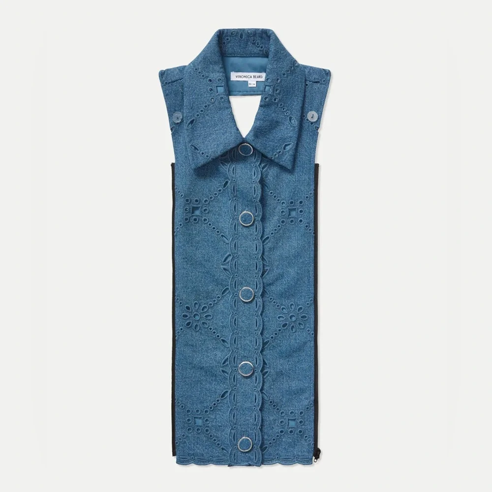 Veronica beard Dickey insert eyelet denim blue Gretel $298 nwt 00-14